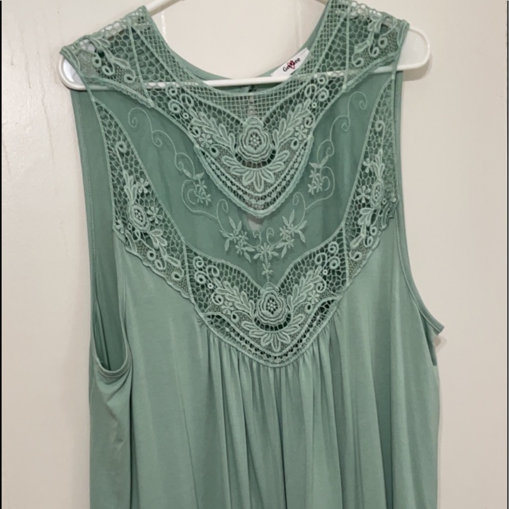 NWOT Super soft mint green lacy tank